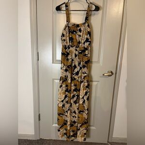 Leaf Print Maxi Dress